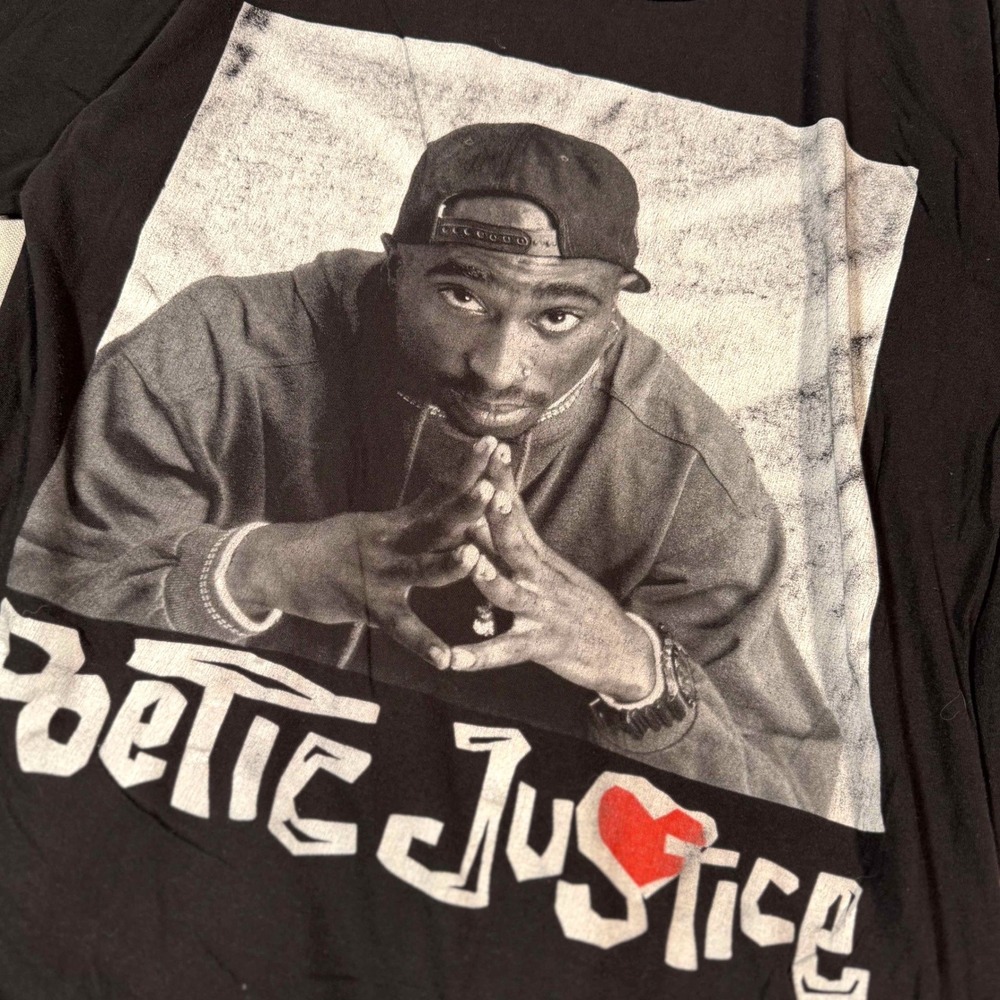 Poetic Justice Tupac Shakur Graphic T-Shirt Black Mens Large Hip Hop Tee